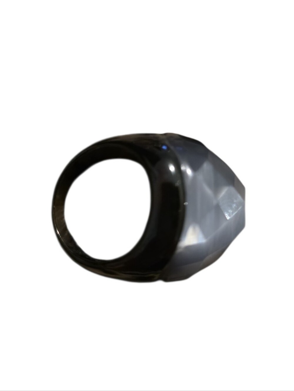 Doublet Faceted Ring With Black Rhodium Band - Picture 2 of 4